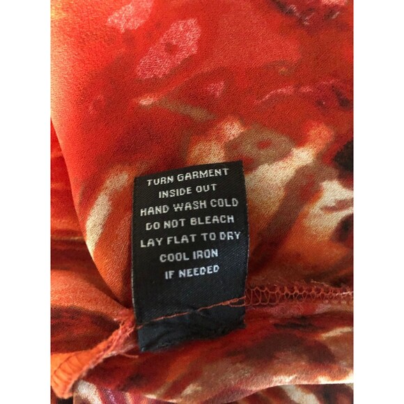 Zac Rachel Top LARGE Red Orange Brown Animal Print Long Sl Keyhole Cute - Picture 7 of 7